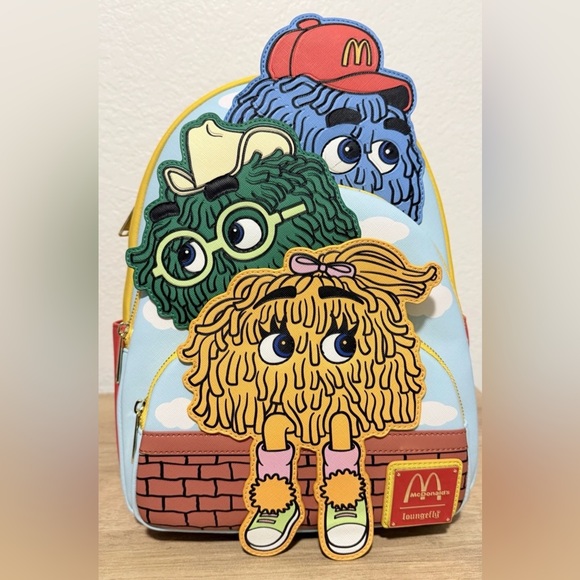 McDonald's Vintage Fry Kids Triple Pocket Mini Backpack Loungefly - Picture 1 of 12